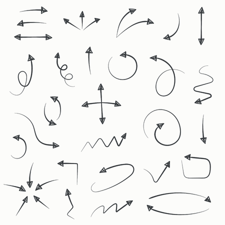 矢印のセットをスケッチします あなたのビジネスおよび教育設計のためベクトル イラスト 手書きデザインの要素 のイラスト素材 ベクタ Image