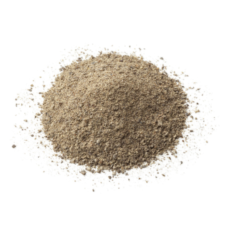 black pepper: Heap of ground black pepper on white background Stock Photo