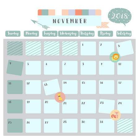 november 2018 calendars cute