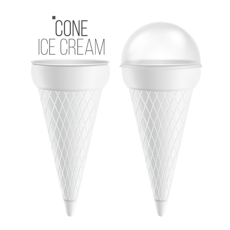 ice cream cone template vector for dessert yogurt plastic