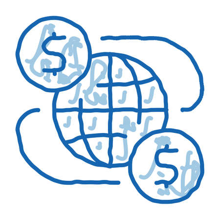 Worldwide financial partnership sketch icon vector hand drawn blue doodle line art worldwide financial partnership sign isolated symbol illustration