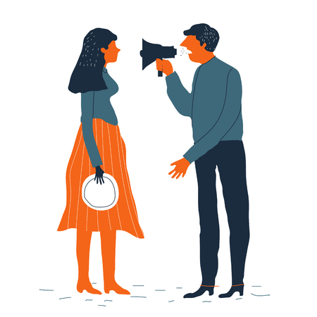 カップルの男と女が喧嘩します のイラスト素材 ベクタ Image