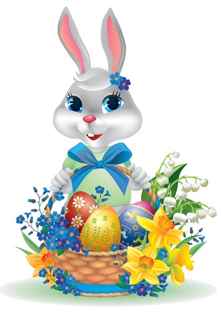 Easter bunny with basket of eggs Contains transparent objects
