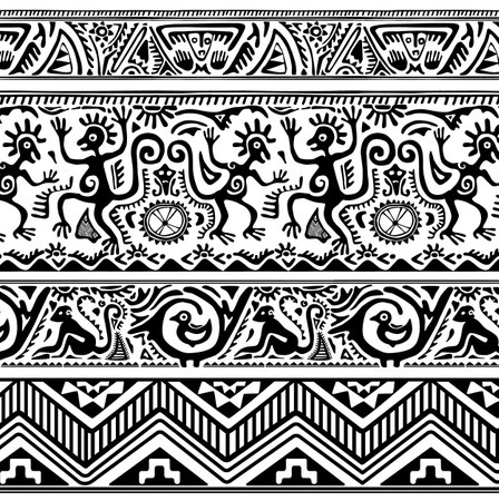 アフリカのプリミティブ アートのシームレスなパターン のイラスト素材 ベクタ Image