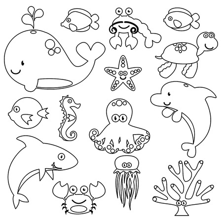かわいい海の生き物のベクトルを設定 のイラスト素材 ベクタ Image