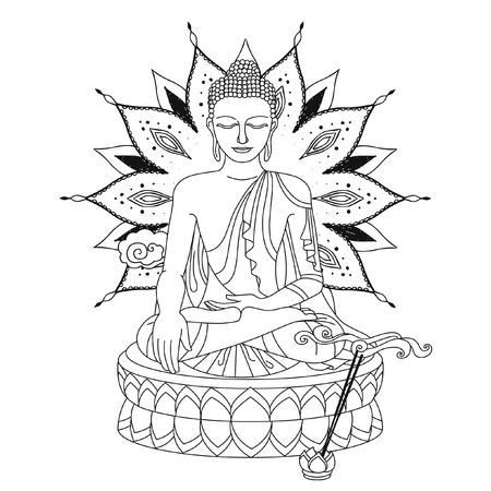 Sitting Buddha. Vector illustration for adult coloring book - 97244952