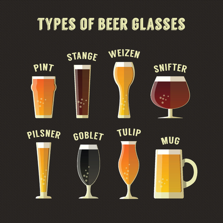 ビールのグラスの種類 コップ 8 杯セットします のイラスト素材 ベクタ Image