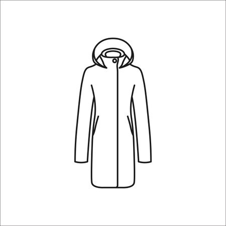 レディース コートの背景にシンプルなラインのアイコンのイラスト素材 ベクタ Image レディース コートの背景にシンプルなラインのアイコンのイラスト素材 ベクタ Image