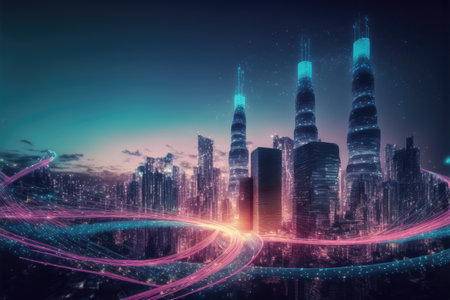 未来の未来都市。ファンタジーの風景。抽象的なシュールな