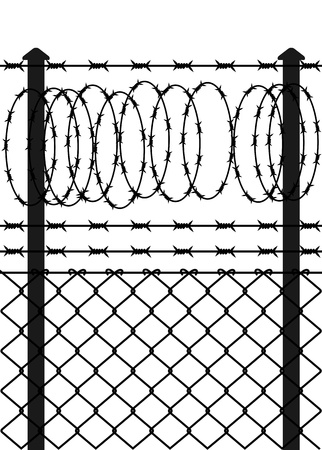 Wire fence with barbed wires vector illustration