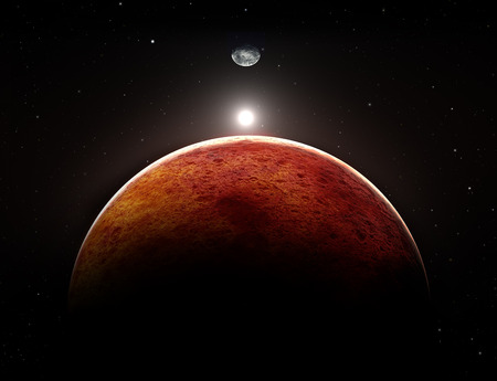La formation d'un monde nouveau. 32962144-la-plan-te-mars-avec-la-lune-illustration