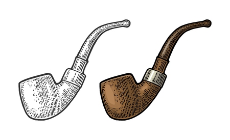 パイプを使用 ベクトルは 白い背景に分離されたビンテージ黒イラストを彫刻します のイラスト素材 ベクタ Image