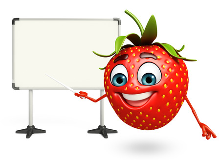 3d rendered illustration of strawberry cartoon character Stock Photo