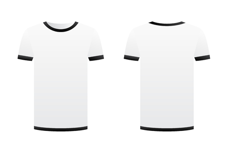 white t shirt template black ribbons isolated on white background
