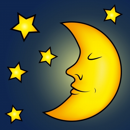 三日月の顔 のイラスト素材 ベクタ Image