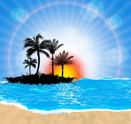Cartoon seascape. Vector