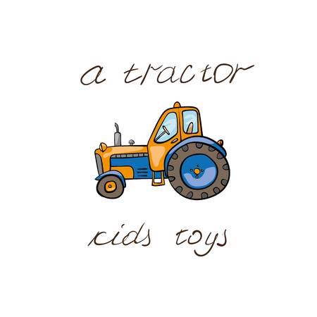 カラフルな可愛い幸せなトラクターのイラスト素材 ベクタ Image