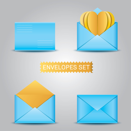 realistic blue envelopes and card heart envelope blank envelope