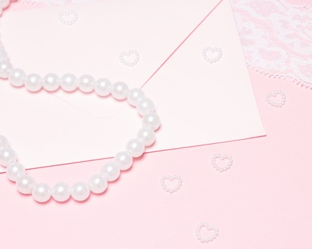 wedding invitation envelope pearl chaplet small hearts of stock