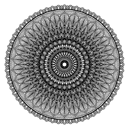 手描き、模様画、モノクローム 禅ニャットと手描きの円ゼンダラ。壁紙ゼンタングル。白黒