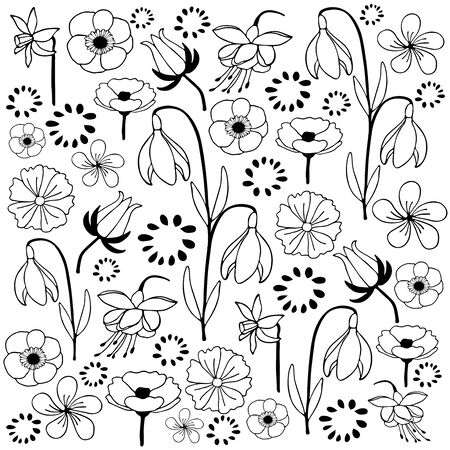花と葉は手描きのスケッチ落書き白黒イラスト のイラスト素材 ベクタ Image 花と葉は手描きのスケッチ落書き白黒イラスト のイラスト素材 ベクタ Image