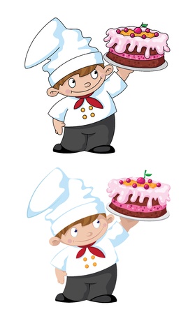 トレイを持つ小さな料理人のイラストのイラスト素材 ベクタ Image 18483768