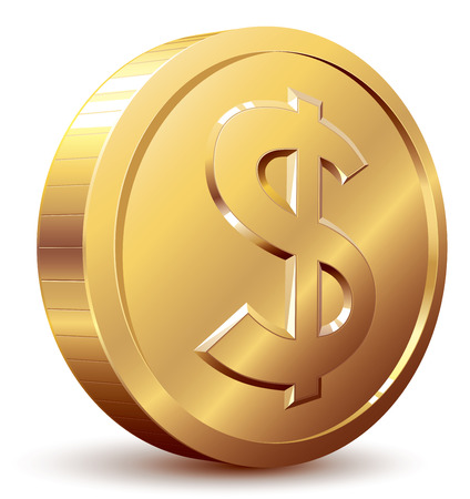 Gold coin: Gold coin with dollar sign. Eps8. CMYK. Organized by layers. Global colors. Gradients used. Hình minh hoạ