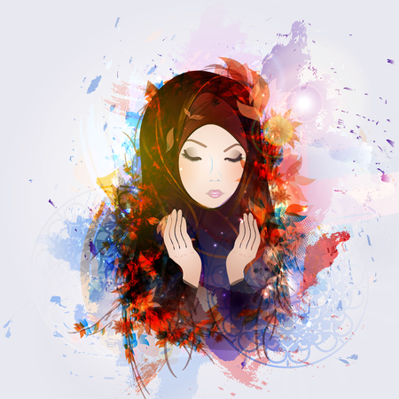 女の子の抽象的なイラストは イスラム教徒 イスラム教の祈りを読み取ります のイラスト素材 ベクタ Image 女の子の抽象的なイラストは イスラム教徒 イスラム教の祈りを読み取ります のイラスト素材 ベクタ Image