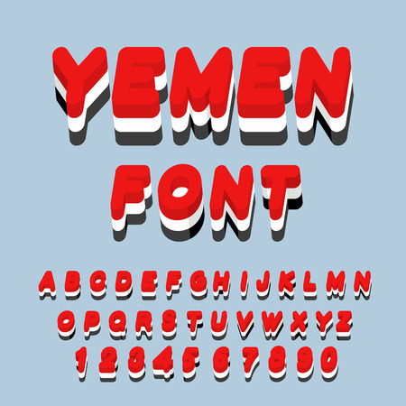yemen font yemeni flag on letters national patriotic alphabet 3d letter font