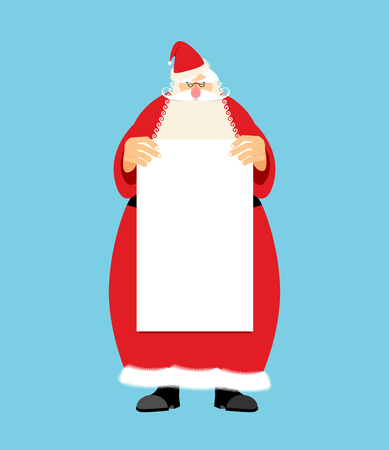 サンタ クロースと分離された空白のシート テンプレート 赤いスーツと白ひげのおじいちゃん クリスマスとお正月の文字のイラスト素材 ベクタ Image