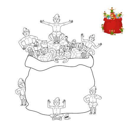 santa bag and elf coloring book christmas sack and elves line style santas helper - Elf Coloring Book santa bag and elf coloring book christmas sack and elves line style santas helper - Elf Coloring Book