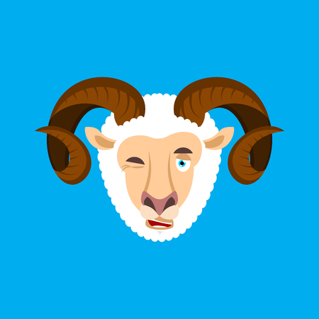 ラム親指アップとウインク絵文字 羊ファーム動物ハッピー絵文字 ベクターイラストのイラスト素材 ベクタ Image 7078
