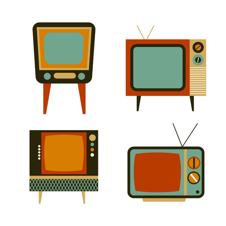 レトロなテレビ セットのイラストのイラスト素材 ベクタ Image