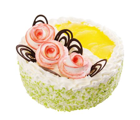 3 装飾的なバラとチョコレート飾りケーキ の写真素材 画像素材 Image