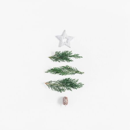 christmas tree made of cypress branches and silver decorations christmas winter new year - Cypress Christmas Tree christmas tree made of cypress branches and silver decorations christmas winter new year - Cypress Christmas Tree