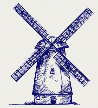 Windmolen. Doodle stijl - 15912209