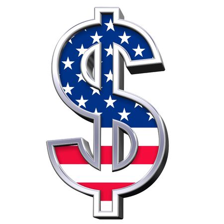 dolar: Dollar sign isolated on white. Computer generated 3D photo rendering.