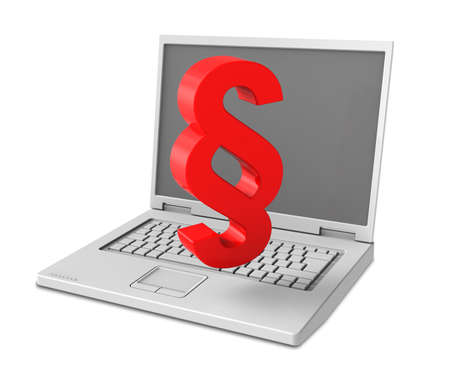 laptop met paragraaf teken geïsoleerd op wit. royalty-vrije foto