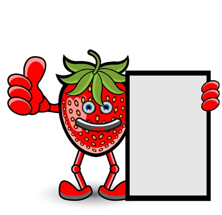 Strawberry banner thumb up pose Stock Photo