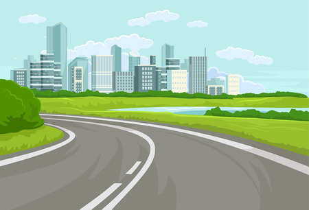 Sunset landscape vector: Cảnh quan. Minh hoạ vector phẳng