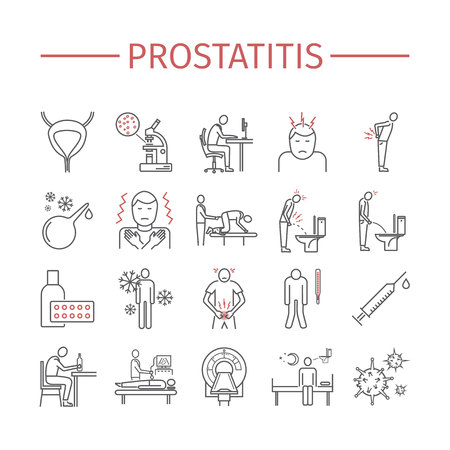 caricatura de síntomas de prostatitis