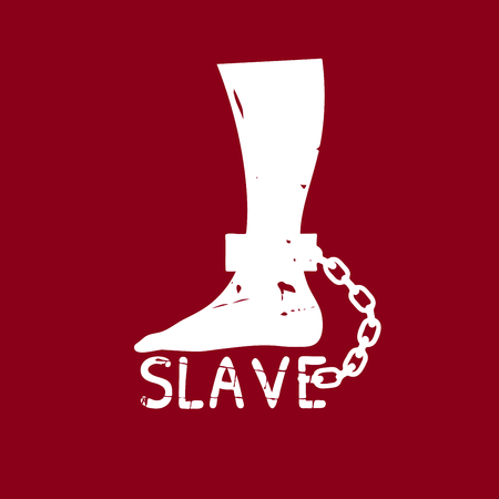 vector silhouette of the leg in chains a foot chained to the