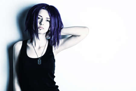 Portrait Of A Punk Girl With Purple Hair Portrait Of A Punk Girl With Purple Hair
