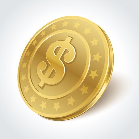 Gold coin: Đô la tiền xu trong quan điểm vector yếu tố thiết kế Hình minh hoạ