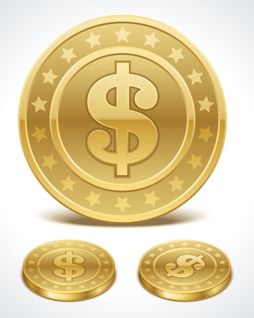 Gold coin: Đô la tiền xu tiền trong các yếu tố thiết kế vector quan điểm