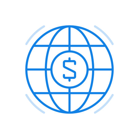 Global commerce transaction vector line icon economic worldwide investment and rich foreign exchange Vector Illustration