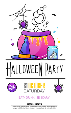 halloween party poster on white background trick or treat concept
