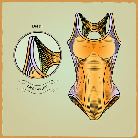 スイマーのための服 スポーツウェア ウォーター スポーツ ブリーフを泳ぐ 簡単なレース プールで泳いでください 彫刻のスタイルでカラー イラストの イラスト素材 ベクタ Image