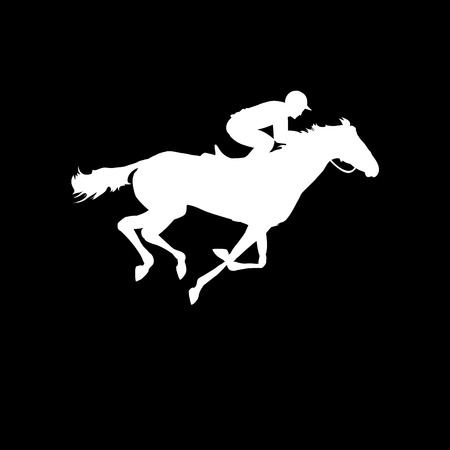 Horse Race Equestrian Sport Silhouette Of Racing With Jockey On Isolated Background