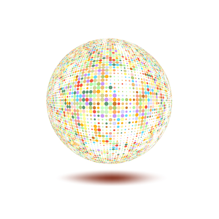ディスコ ボール背景 白の背景にベクトル ディスコ ボール ベクトル抽象ドット グローブ 抽象的な世界のシンボル 孤立した丸いアイコン ビジネス コンセプト のイラスト素材 ベクタ Image